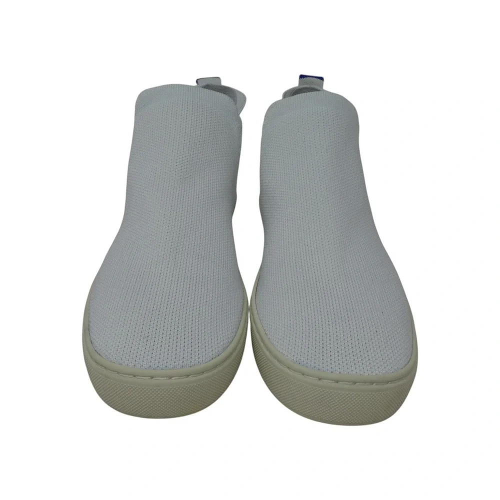 Rothy's The Chelsea Sneaker Boot Women Size 8 White Knit Slip On Washable Shoes